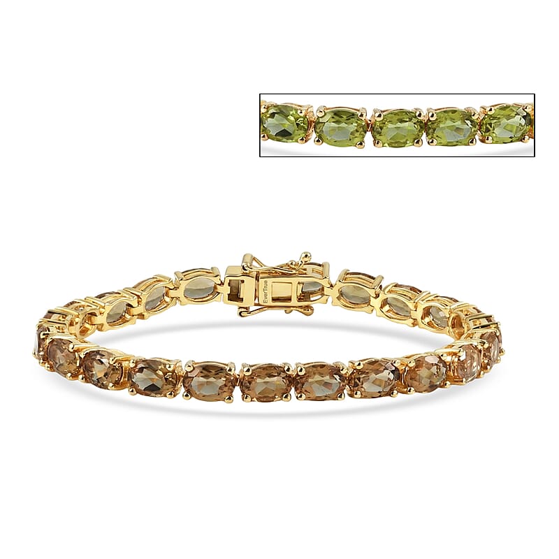 EverTrue Golden Fall Autumn Alexite 16.10 ctw Tennis Bracelet in 18K YG Plated (6.50 In)