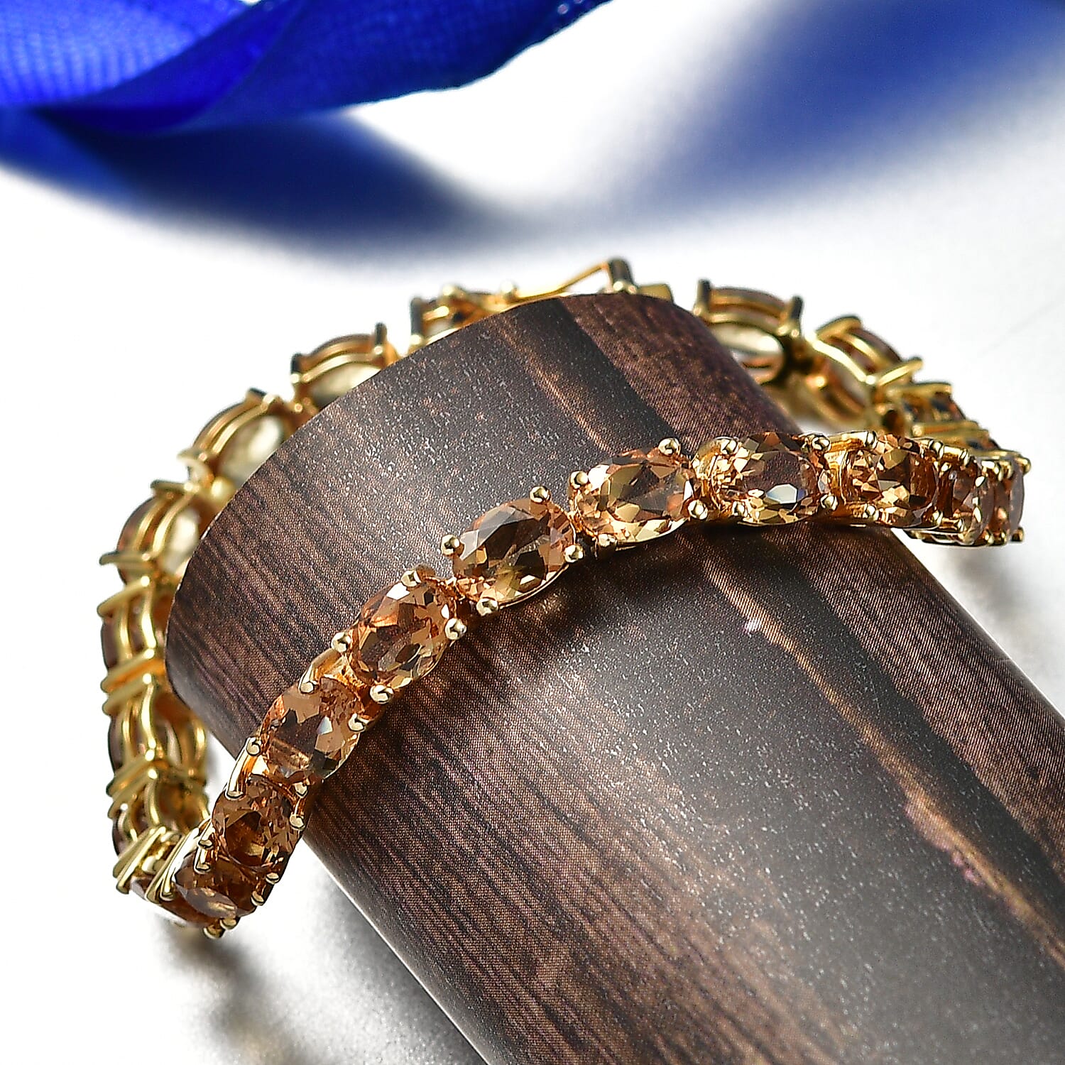 EverTrue Golden Fall Autumn Alexite 16.10 ctw Tennis Bracelet in 18K YG Plated (6.50 In)