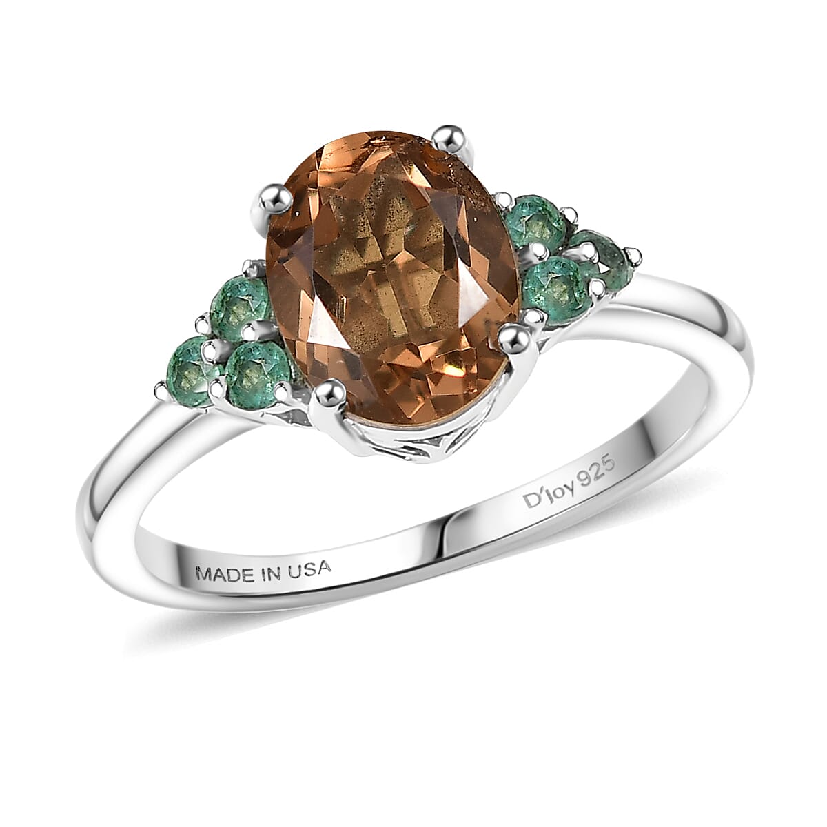 Doorbuster D'Joy Autumn Alexite and Kagem Zambian Emerald 2.00 ctw Ring in Platinum Over Sterling Silver (Size 7.0) image number 0