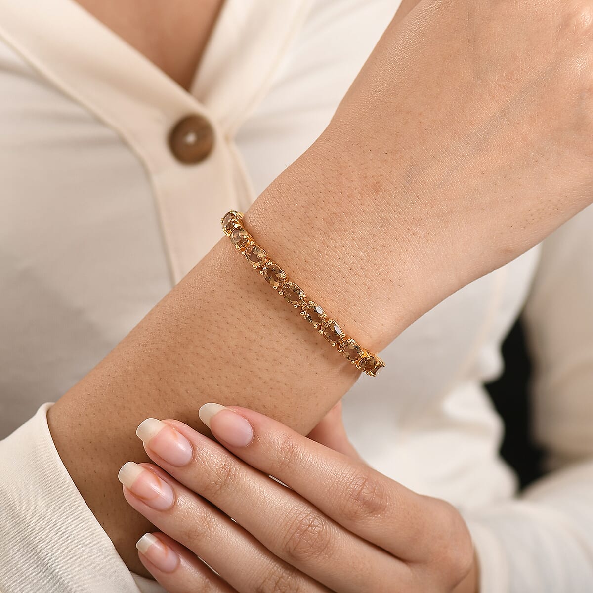 EverTrue Autumn Alexite 17.85 ctw Tennis Bracelet in 18K YG Plated (7.25 In) image number 2