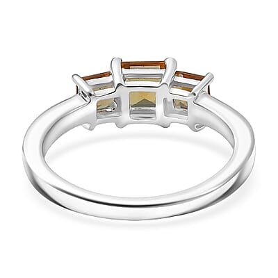 D'Joy Autumn Alexite 1.30 ctw Trilogy Ring in Platinum Over Sterling Silver (Size 10.0)
