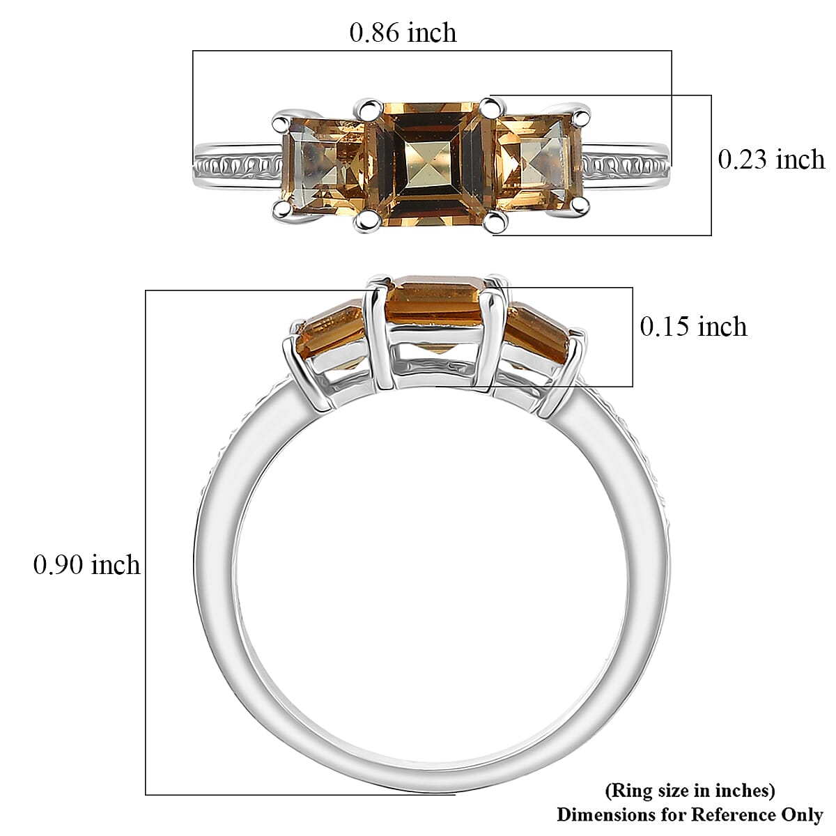 D'Joy Autumn Alexite 1.30 ctw Trilogy Ring in Platinum Over Sterling Silver (Size 8.0) image number 5
