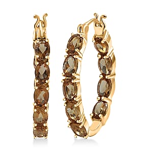 EverTrue Autumn Alexite 6.85 ctw Inside-out Hoop Earrings in 18K YG Plated