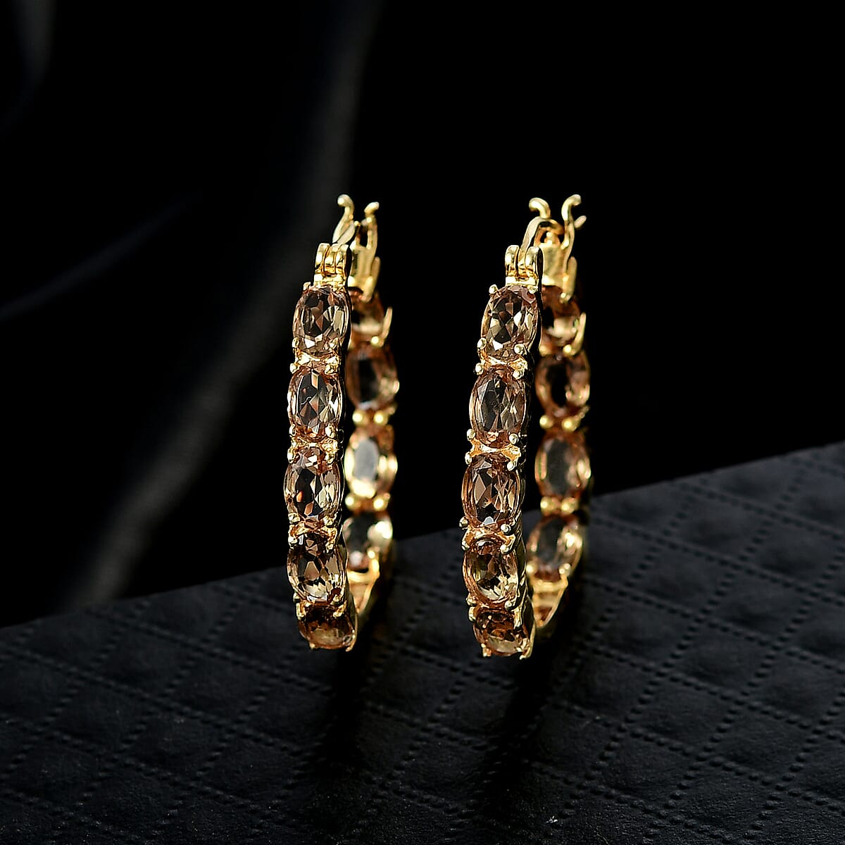 EverTrue Autumn Alexite 6.85 ctw Inside-out Hoop Earrings in 18K YG Plated image number 1