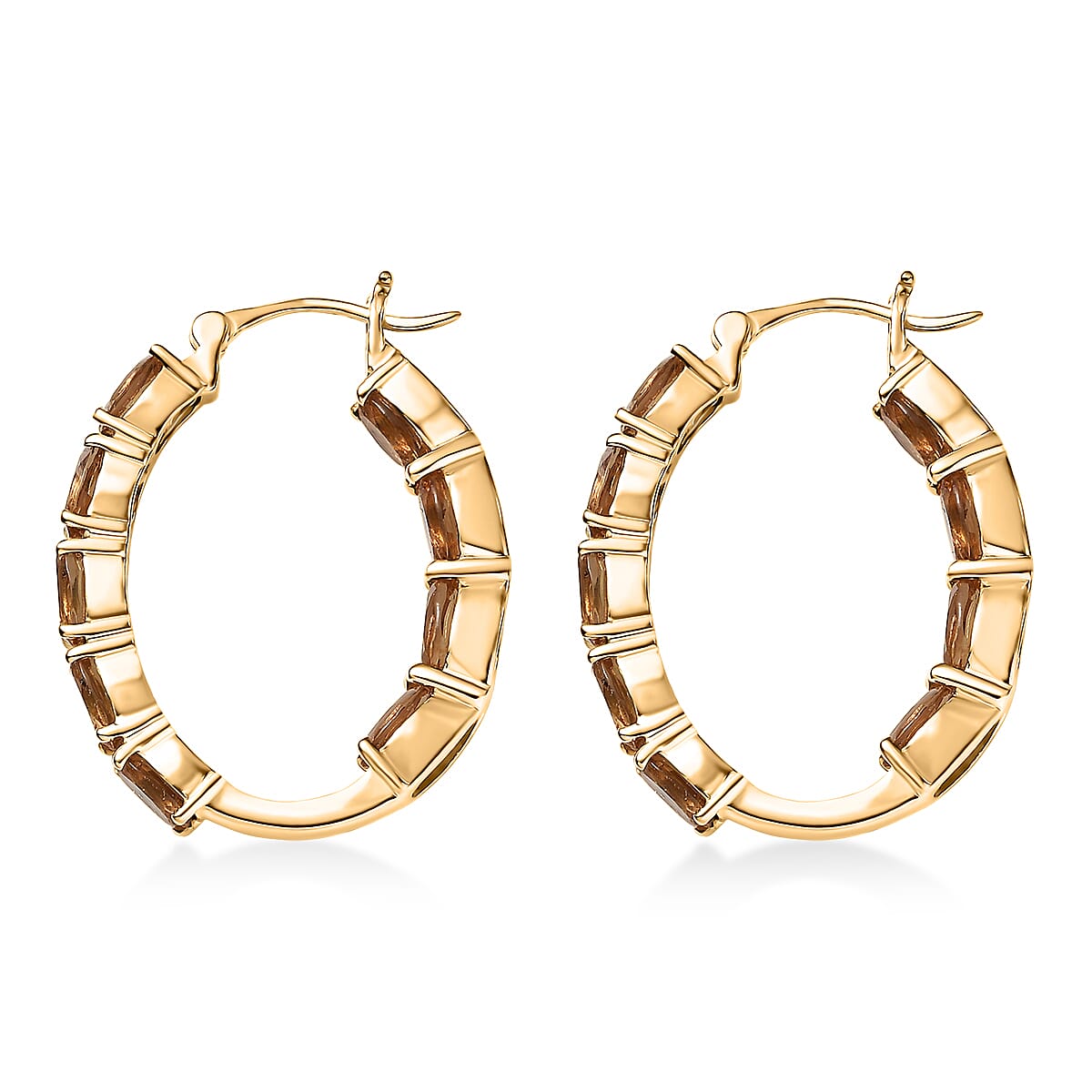 EverTrue Autumn Alexite 6.85 ctw Inside-out Hoop Earrings in 18K YG Plated image number 3