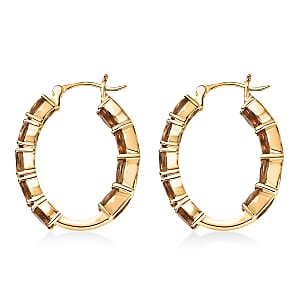 EverTrue Golden Fall Autumn Alexite 6.85 ctw Inside-out Hoop Earrings in 18K YG Plated