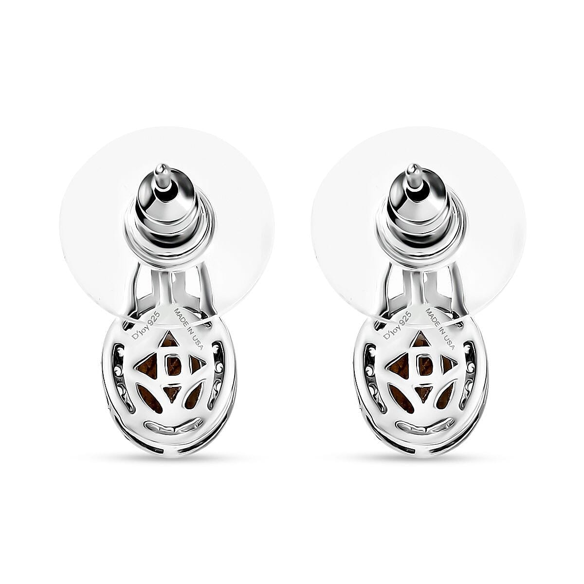 Doorbuster D'Joy Autumn Alexite and White Zircon 1.50 ctw Earrings in Platinum Over Sterling Silver image number 4