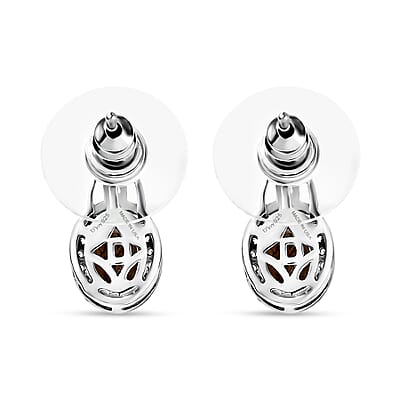 D'Joy Autumn Alexite and White Zircon 2.00 ctw Celestial Halo Earrings in Platinum Over Sterling Silver