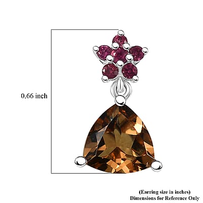 D'Joy Autumn Alexite and Orissa Rhodolite Garnet 3.85 ctw Floral Earrings in Platinum Over Sterling Silver