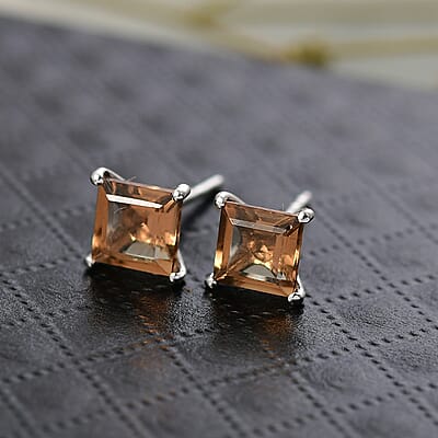  D'Joy Autumn Alexite 2.40 ctw Solitaire Stud Earrings in Platinum Over Sterling Silver