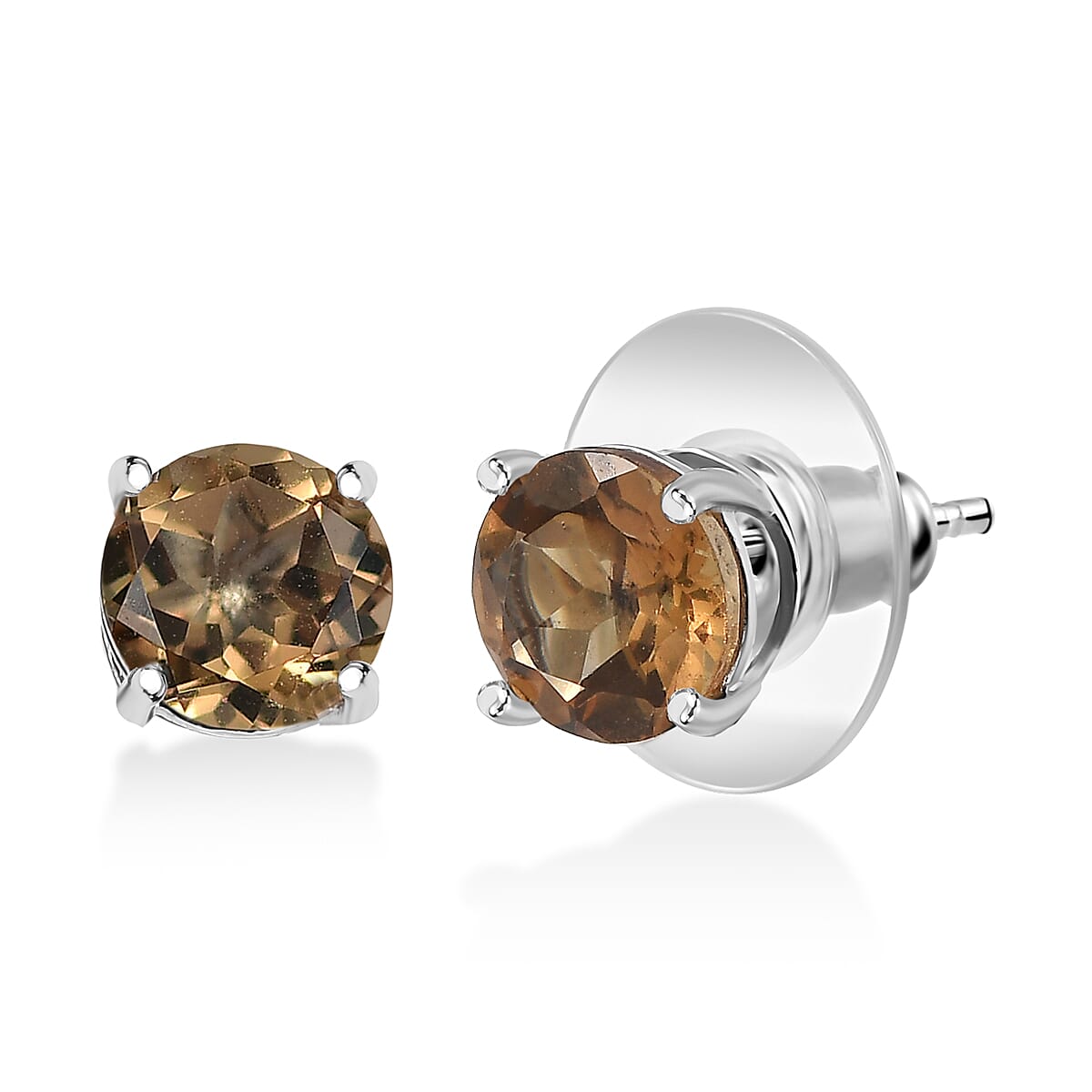 D'Joy Autumn Alexite 1.60 ctw Solitaire Stud Earrings in Platinum Over Sterling Silver image number 0