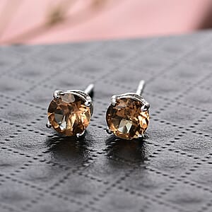 D'Joy Autumn Alexite 1.60 ctw Solitaire Stud Earrings in Platinum Over Sterling Silver