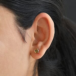 D'Joy Autumn Alexite 1.60 ctw Solitaire Stud Earrings in Platinum Over Sterling Silver