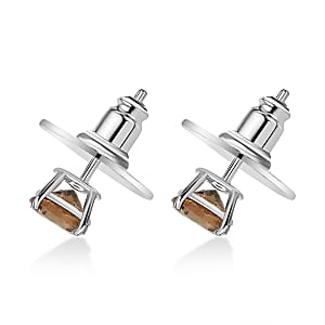 D'Joy Autumn Alexite 1.60 ctw Solitaire Stud Earrings in Platinum Over Sterling Silver