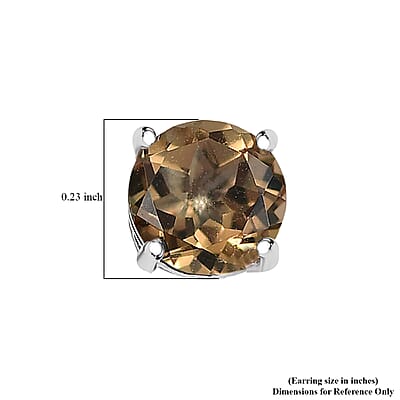 D'Joy Autumn Alexite 1.60 ctw Solitaire Stud Earrings in Platinum Over Sterling Silver