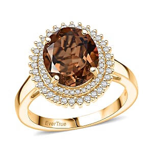 EverTrue Autumn Alexite and White Zircon 4.00 ctw Ring in 18K YG Plated (Size 10.0)