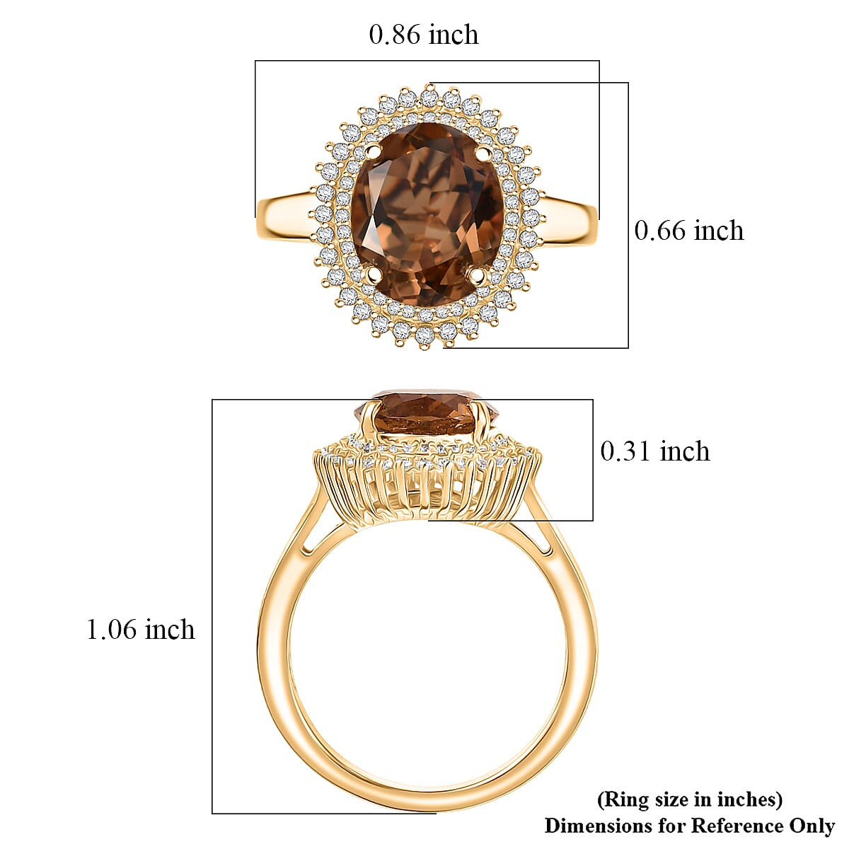 EverTrue Autumn Alexite, White Zircon Ring in 18K YG Plated 4.00 ctw (Size 10.0)