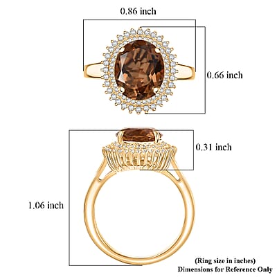 EverTrue Autumn Alexite, White Zircon Ring in 18K YG Plated 4.00 ctw (Size 10.0)