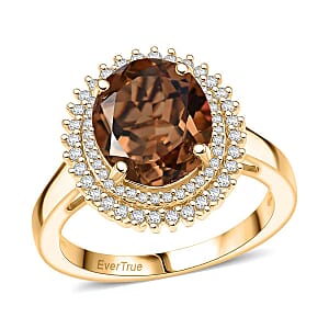 EverTrue Autumn Alexite and White Zircon 4.00 ctw Ring in 18K YG Plated (Size 7.0)