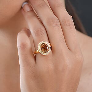 EverTrue Autumn Alexite, White Zircon Ring in 18K YG Plated 4.00 ctw (Size 7.0)
