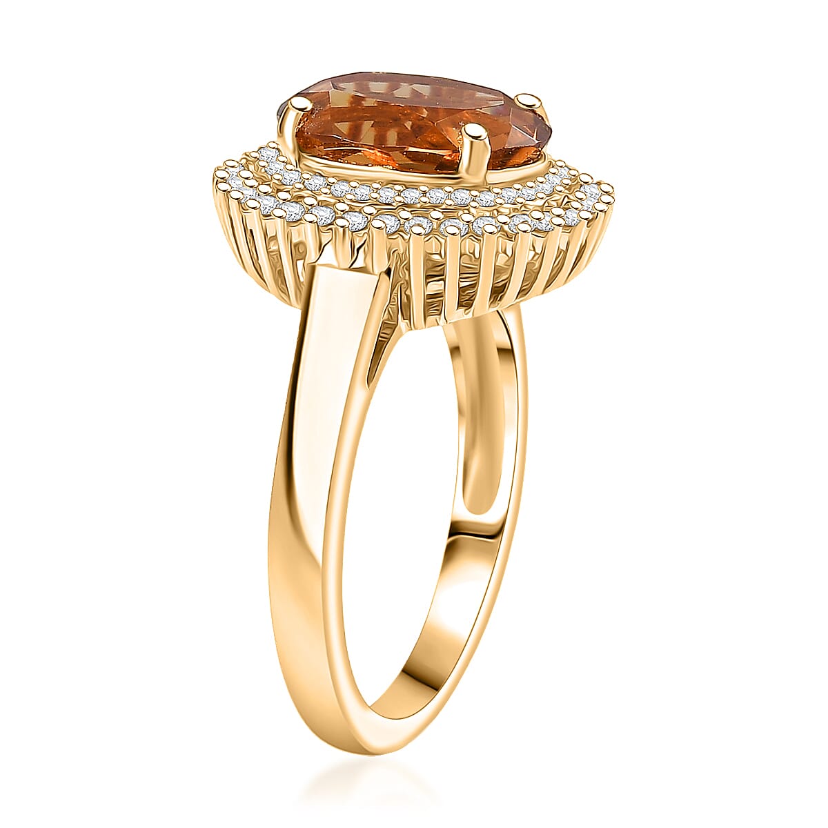EverTrue Autumn Alexite, White Zircon Ring in 18K YG Plated 4.00 ctw (Size 8.0) image number 3