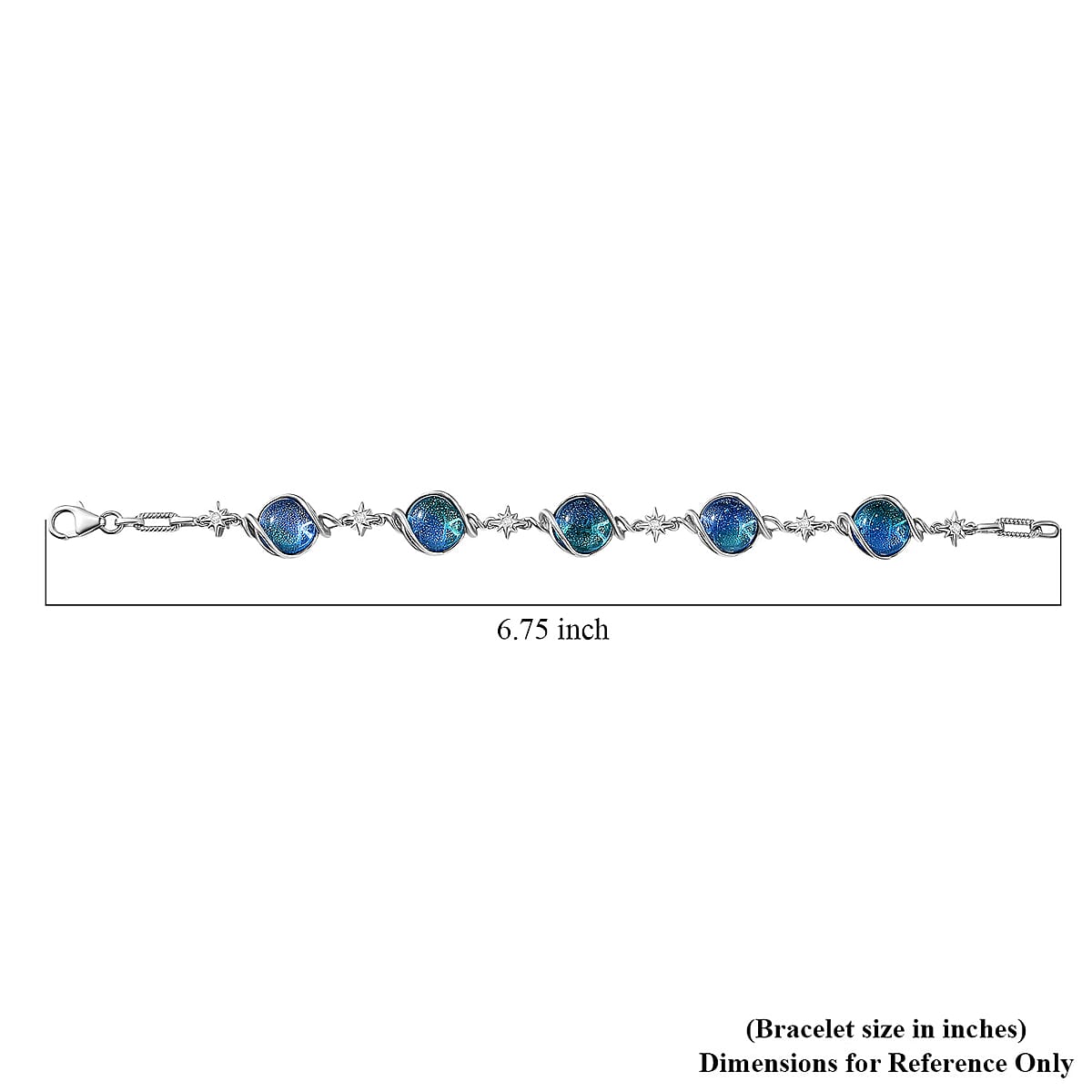 GP Celestial Dream Special Murano Style and White Zircon 0.30 ctw Bracelet in Rhodium Over Sterling Silve (6.50 In) image number 4
