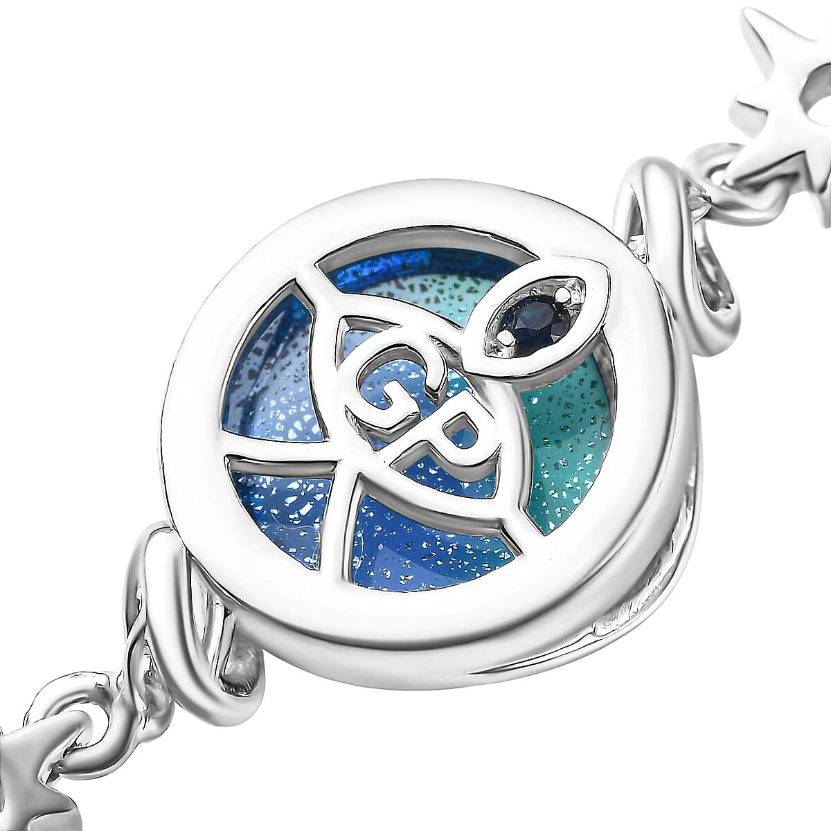 GP Celestial Dream Special Murano Style and White Zircon 0.30 ctw Bracelet in Rhodium Over Sterling Silve (6.50 In) image number 5