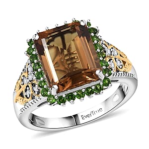 EverTrue Autumn Alexite and Multi Gemstone 4.90 ctw Ring in 18K YG Plated and Platinum Bond (Size 7.0)