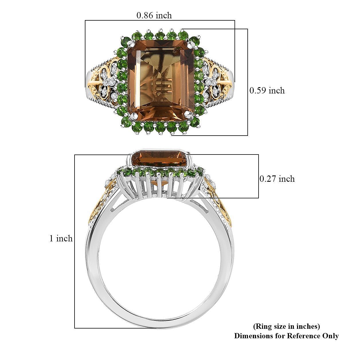 EverTrue Autumn Alexite, Multi Gemstone Ring in 18K YG Plated and Platinum Bond 4.90 ctw (Size 7.0)