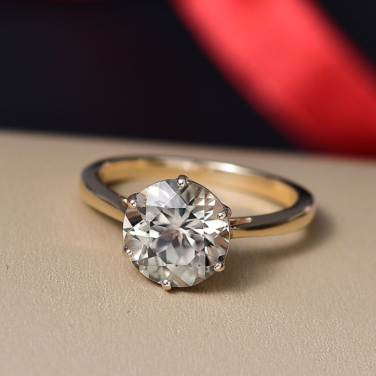 Doorbuster Certified & Appraised AAA Turkizite 3.25 ctw Solitaire Ring in 10K Yellow Gold (Size 7.0) image number 1