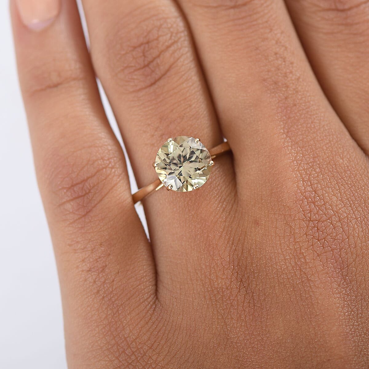 Doorbuster Certified & Appraised AAA Turkizite 3.25 ctw Solitaire Ring in 10K Yellow Gold (Size 7.0) image number 2