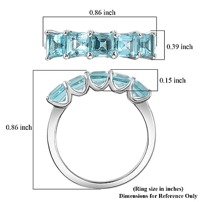 D'Joy Paraiba Apatite 1.60 ctw Ring in Rhodium Over Sterling Silver (Size 5.0)