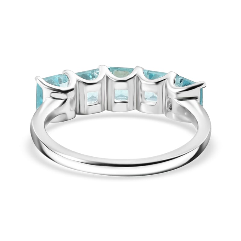D'Joy Paraiba Apatite 1.60 ctw Ring in Rhodium Over Sterling Silver (Size 6.0)