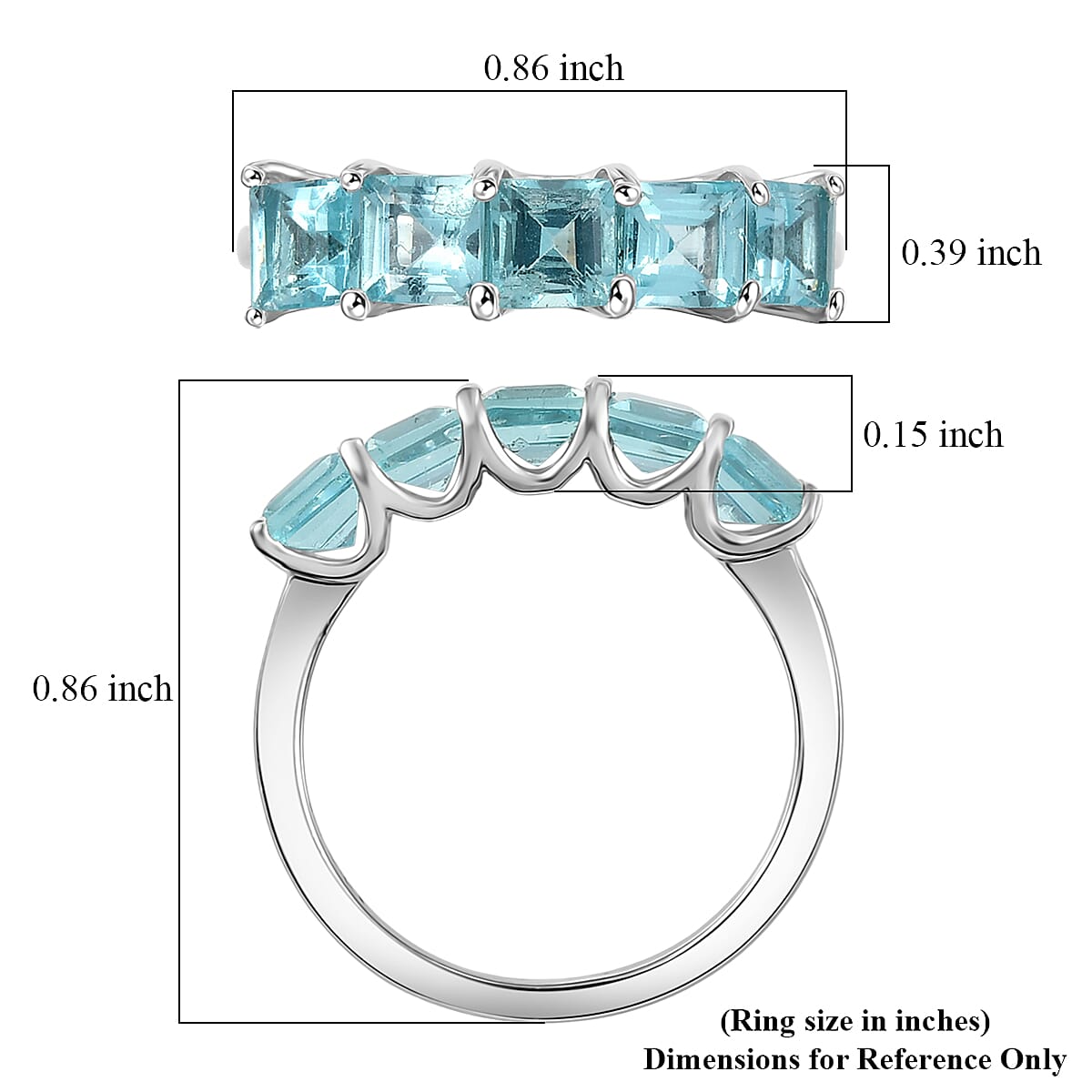 D'Joy Paraiba Apatite 1.60 ctw Ring in Rhodium Over Sterling Silver (Size 6.0)