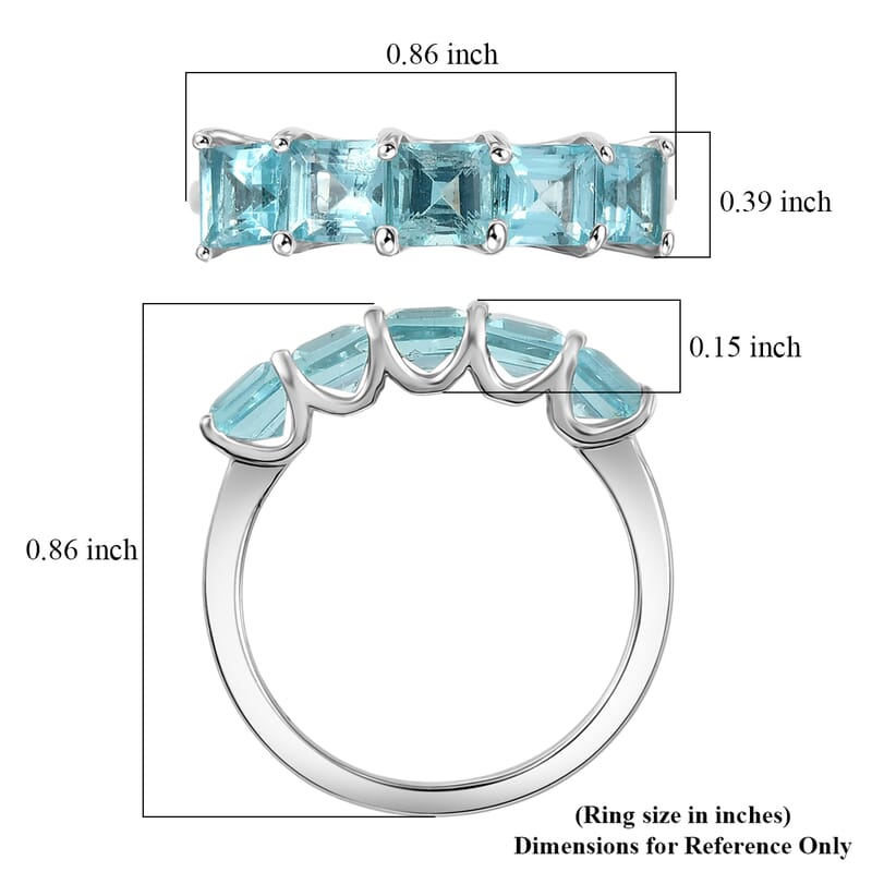 D'Joy Paraiba Apatite 1.60 ctw Ring in Rhodium Over Sterling Silver (Size 6.0)