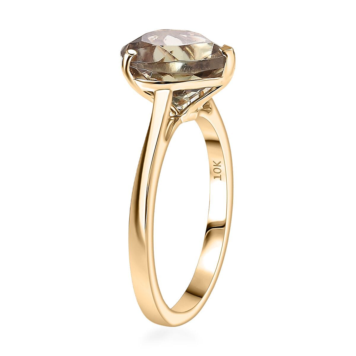 Certified & Appraised Luxoro AAA Turkizite Solitaire Heart Ring in 10K Yellow Gold 3.21 ctw (Size 9.0) image number 1