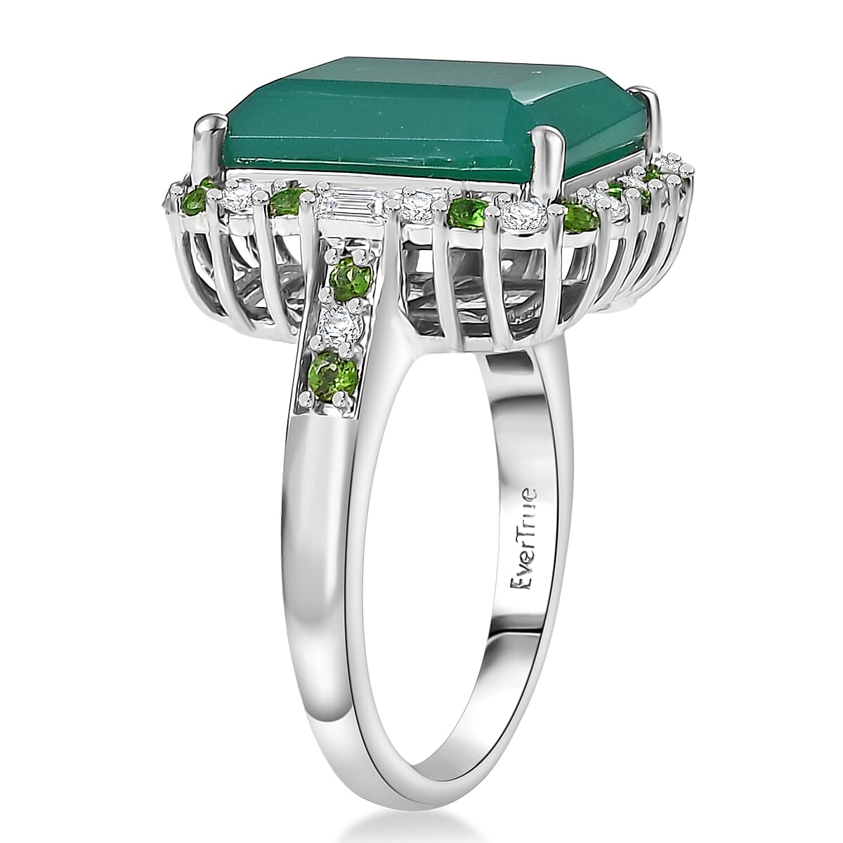 EverTrue Verde Onyx and Multi Gemstone 8.15 ctw Garden Mosaic Ring in Platinum Bond (Size 10.0) image number 3