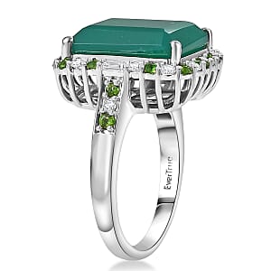 EverTrue Verde Onyx and Multi Gemstone 8.15 ctw Garden Mosaic Ring in Platinum Bond (Size 10.0)