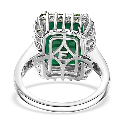 EverTrue Verde Onyx and Multi Gemstone 8.15 ctw Garden Mosaic Ring in Platinum Bond (Size 10.0)