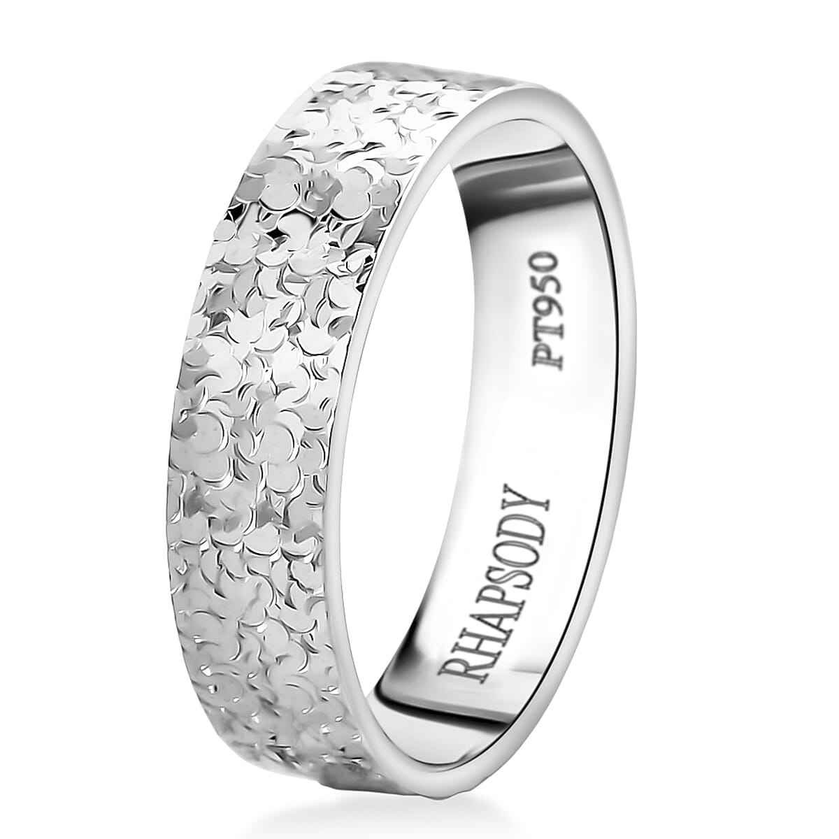 Doorbuster Rhapsody 950 Platinum Hammered Band Ring (Size 8.0) (5.60 g) image number 3