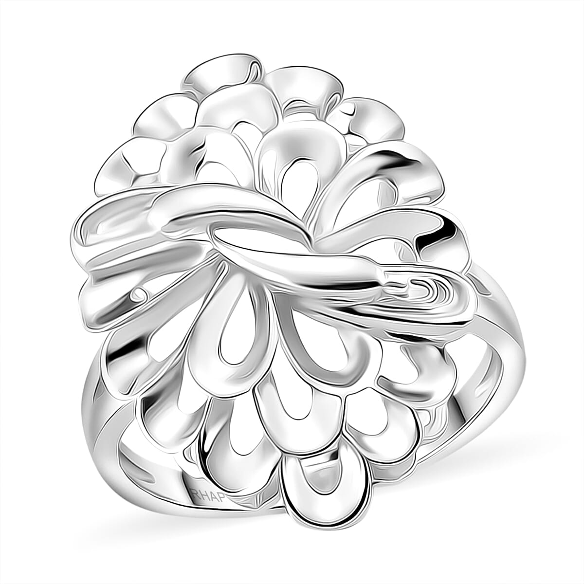 Rhapsody Peacock Feather Ring in 950 Platinum (Size 6.0) 6 Grams image number 0