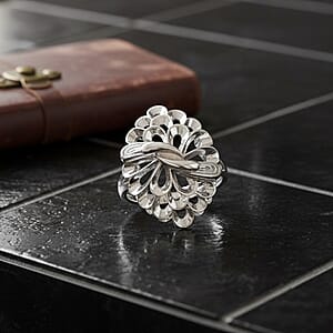 Rhapsody 950 Platinum Peacock Feather Ring 6 Grams (Size 8.0)