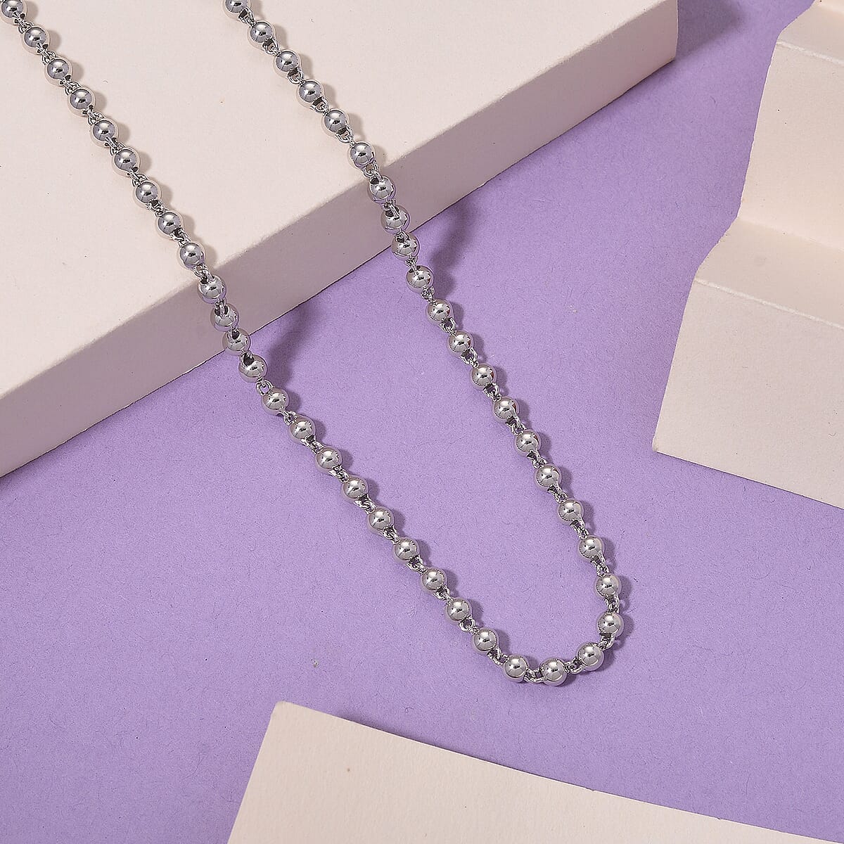 Beaded Chain Necklace in 950 Platinum 15.90 Grams 18 Inches image number 1