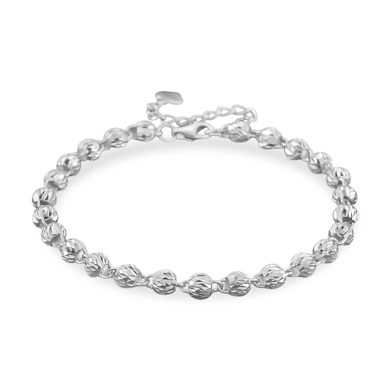 Rhapsody Luxe Beaded Chain Bracelet in 950 Platinum (6.50-8.0 Inche) (6.50 Grams)