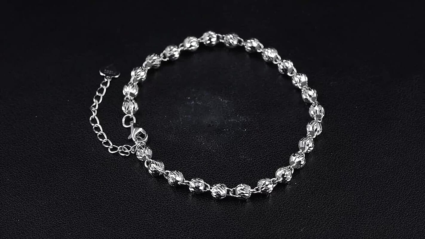 Rhapsody Luxe Beaded Chain Bracelet in 950 Platinum (6.50-8.0 Inche) (6.50 Grams)