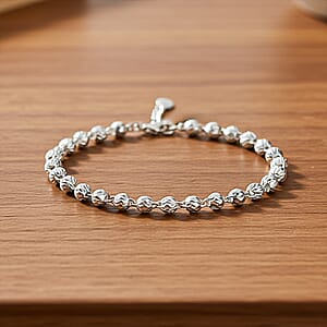 Rhapsody Luxe Beaded Chain Bracelet in 950 Platinum (6.50-8.0 Inche) (6.50 Grams)