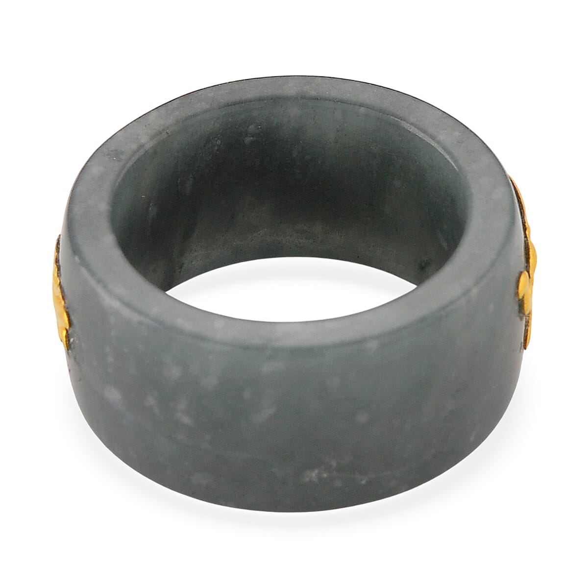 24K Yellow Gold Dragon Natural Olmec Jadeite 45.00 ctw Band Ring (Size 10.0) image number 4