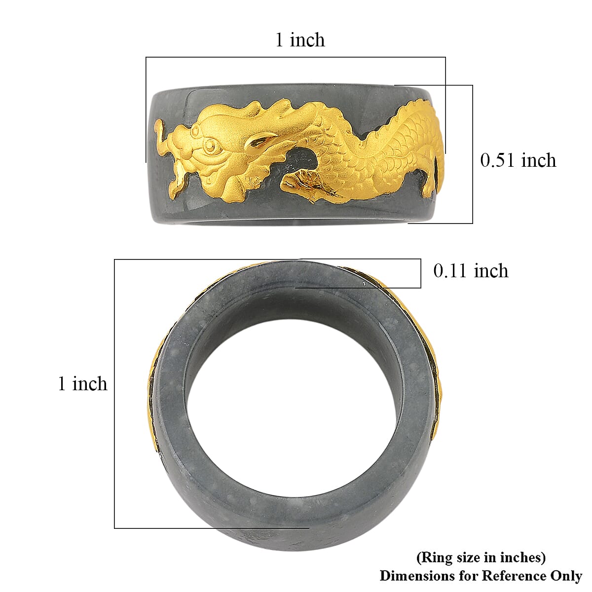 24K Yellow Gold Dragon Natural Olmec Jadeite 45.00 ctw Band Ring (Size 7.0) image number 5