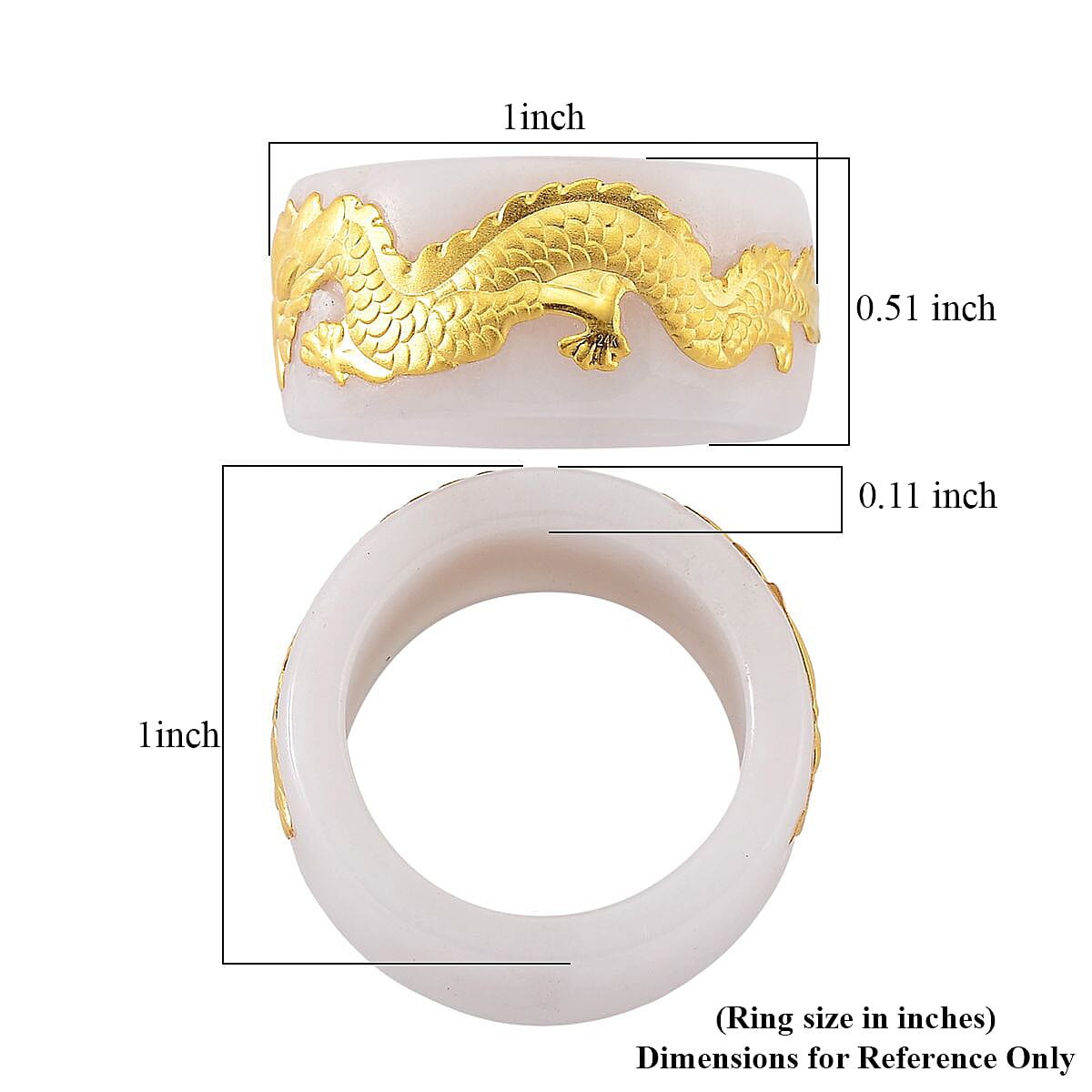 24K Yellow Gold Dragon Natural Jade 45.00 ctw Band Ring (Size 10.0) image number 5