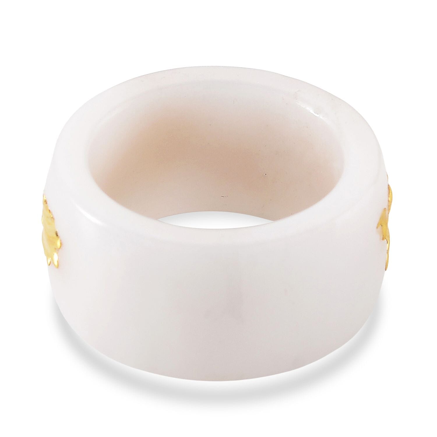 24K Yellow Gold Dragon Natural Jade 45.00 ctw Band Ring (Size 5.0)